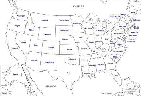 Etats Unis Avec Alaska Et Hawaï Carte Géographique Gratuite Carte