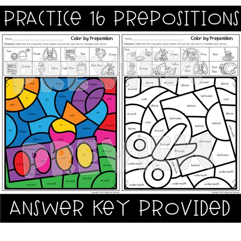 School Preposition Color By Code NO PREP School Preposition Coloring