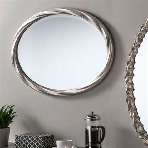 Swirl Silver Oval Wall Mirror | Contemporary Mirror | HomesDirect365