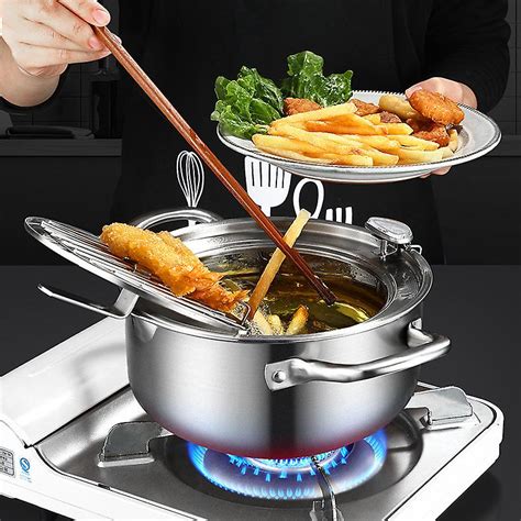 Deep Fryer Pot304 Stainless Steel With Temperature Control And Lid