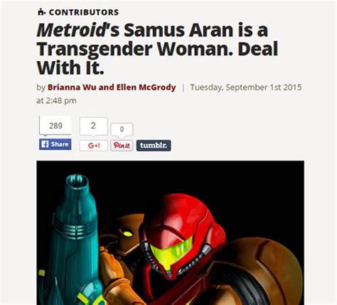 Samus Is Trans Mary Sue Article By Brianna Wu And Ellen Mcgrody Brianna Wu Know Your Meme