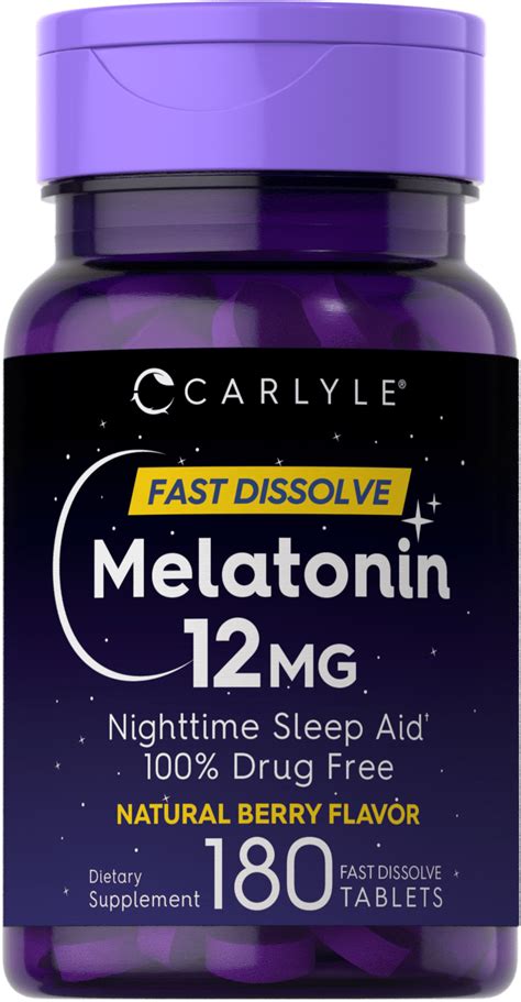 carlyle melatonin 12 mg 180 tablets natural berry flavor vegetarian
