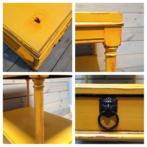 Vintage Yellow Side Table With Glass Top 52500 Via Etsy Yellow