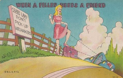When A Fella Needs A Friend Upskirt Tease Sexy Lady Hitchhiker Comic