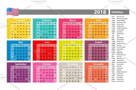A Colorful Calendar For The New Year On A White Background With Space