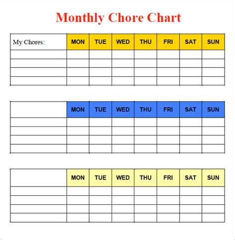10 Sample Chore Chart Templates Sample Templates