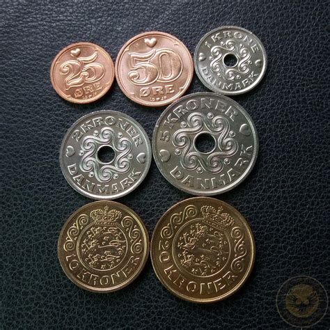 Denmark 7pcs Coins Set Old Edition Eu Original European Coin Good