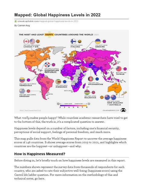 Mapped Global Happiness Levels In 2022 Pdf Happiness Economies