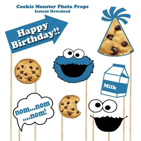 9 Piece Cookie Monster Photo Props Cookie Monster Props Etsy