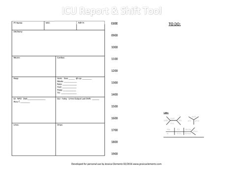 Nurse Brain Sheet Icu Report And Shift Tool Nurse Brain Sheet