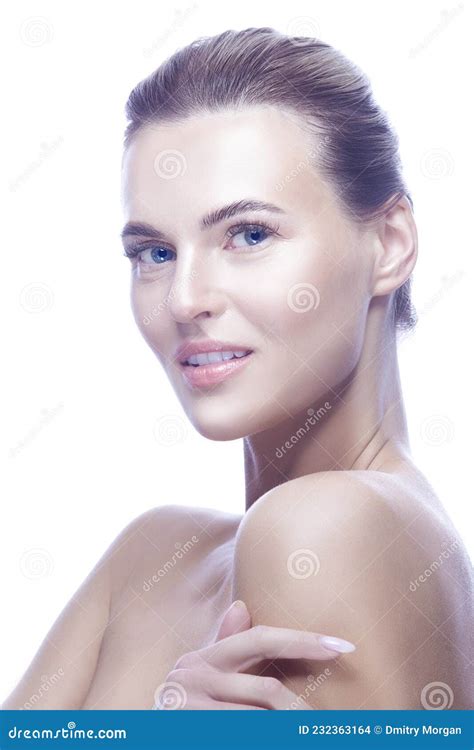 Beauty Portrait Of Sensual Caucasian Woman With Fresh And Clean Skin For Facial Treatment