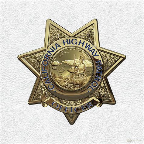 California Highway Patrol C H P Police Officer Badge Over White