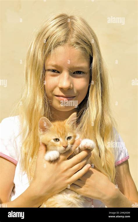 Over Head View Of A Girl With Her Cat Hi Res Stock Photography And