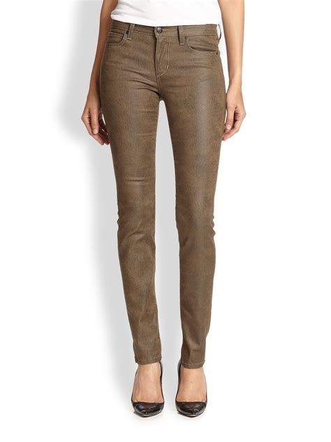 Joes Jeans Montana Coated Skinny Jeans In Brown Lyst