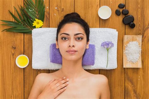 Young Beautiful Woman Relax In Aroma Spa Wellness Center Stock Photo