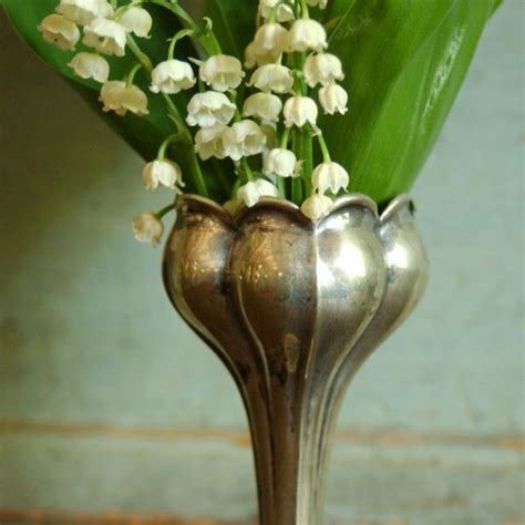 Lily of the valley art nouveau botanical. Antique Lily of the valley art nouveau British silver bud ...