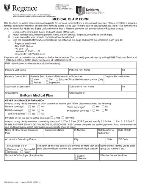 2022 2024 WA Uniform Medical Plan Form PD001 UMP1 Fill Online