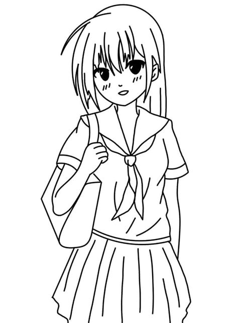 School Anime Girl Coloring Page Download Print Or Color Online For Free