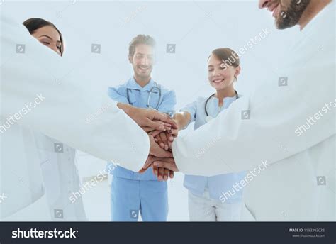 Doctors Nurses Medical Team Stacking Hands Stock Photo 1193393038