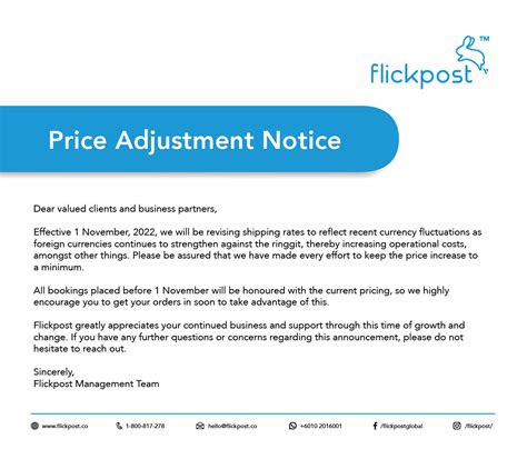 Price Adjustment Notice Nov 2022 Flickpost