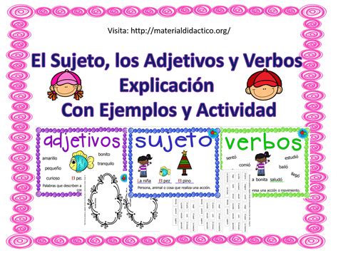el adjetivo sujeto y verbo explicación con ejemplos y actividad My