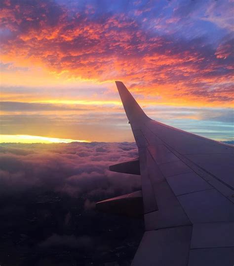 Pretty Sunset Sky With Plane