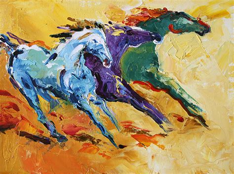 Abstract Horse Painting By Laurie Pace Three In The Sun Contemporary