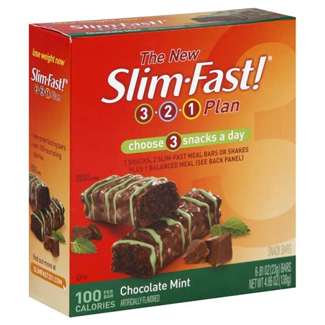 Slim Fast 3 2 1 Plan Snack Bars Chocolate Mint 6 081 Oz 23 G