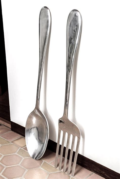 incredible large fork and spoon for kitchen wall ideas decor