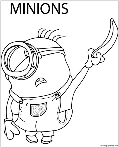 Minion With Banana Coloring Pages Cartoons Coloring Pages Coloring
