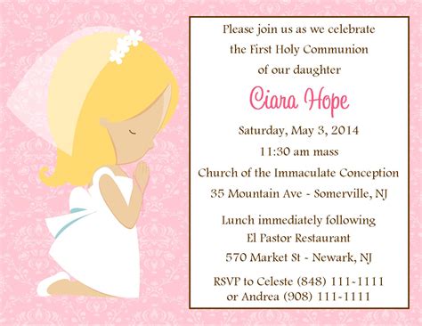 First Communion Invitation Girl Digital File Sweetdesignsbyregan