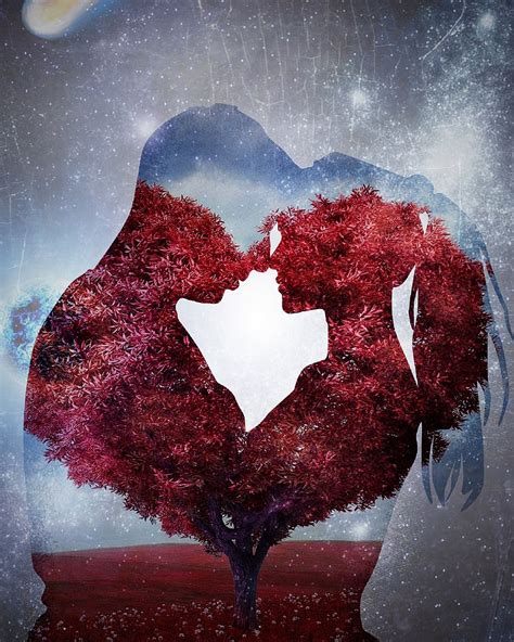 Hd Wallpaper Silhouette Of Man And Woman Illustration Love Passion