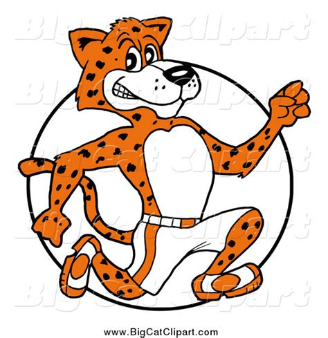Big Cat Cartoon Vector Clipart Of A Athletic Cheetah Running Over A