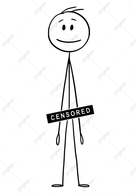 Cartoon Stick Figure Drawing Conceptual Illustration Of Naked Or Nude