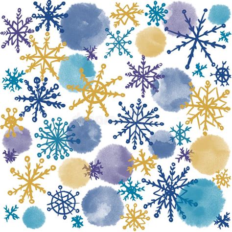 Winter Watercolor Snowflakes Isolated Stock Image Image Of Xmas