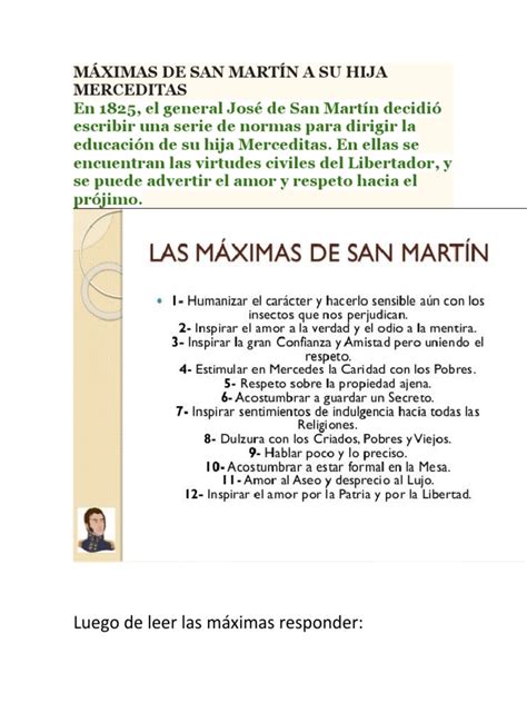 Máximas De San Martín A Su Hija Merceditas Pdf