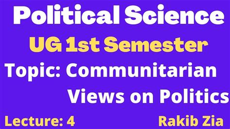 Political Science Ug 1st Semester L Communitarian Views On Politics Lecture 4 L