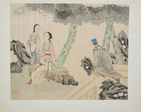 Ten Chinese Erotic Subject Paintings Th Century Ink And Colour On Silk Depicting Amorous An