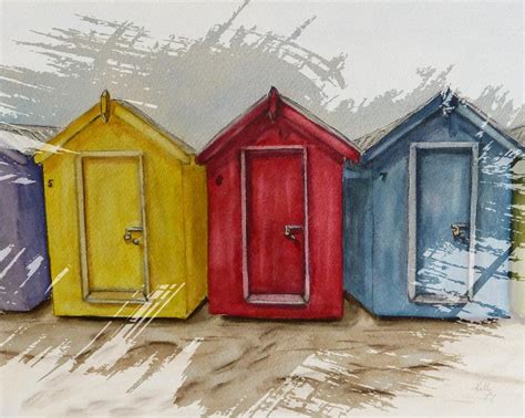 Beach Huts Painting By Kelly Mills