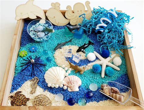 Ocean Sensory Bin Montessori Tinker Tray Under The Sea Etsy