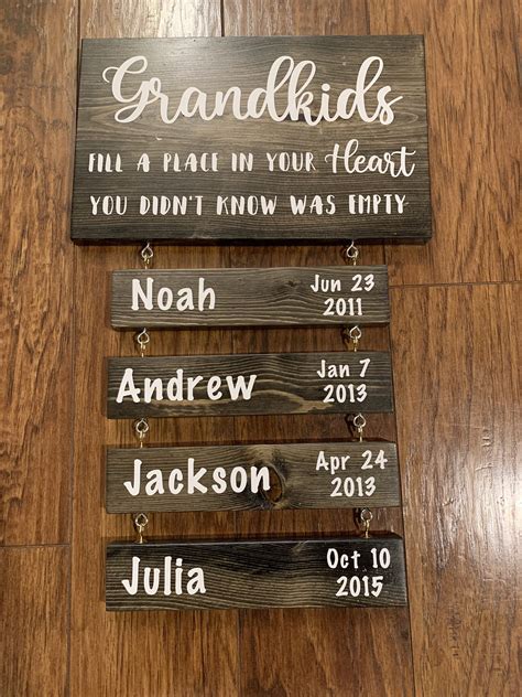 Custom Grandkids Sign With Grandkid Names And Birth Dates Etsy