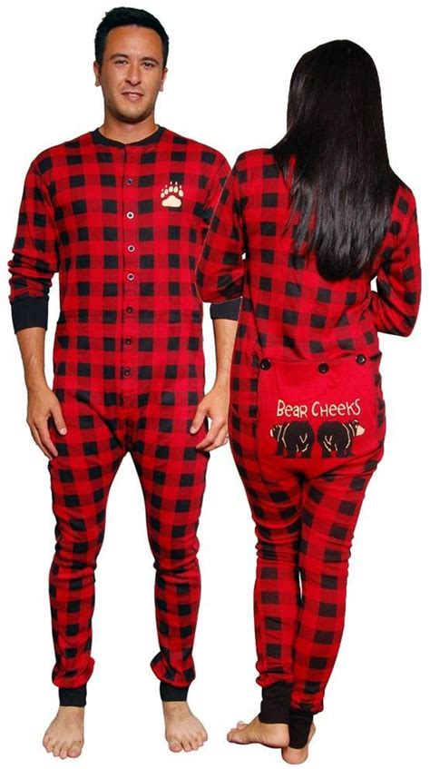 women s clothing lazy one adult men s red black cotton moose 100 cotton unisex pajamas pjs