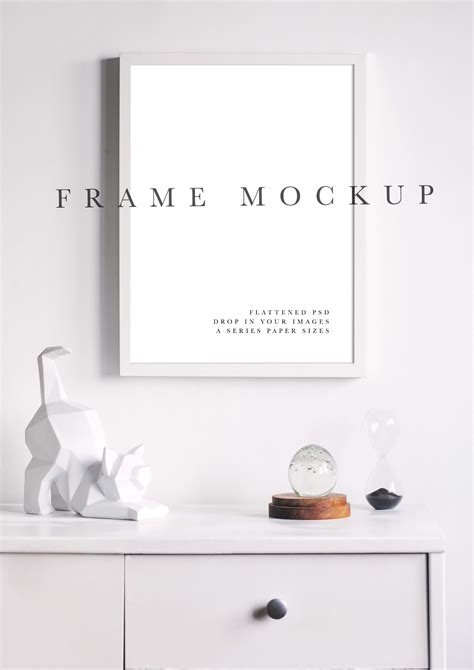 Frame Mockup 213 White Portrait Photo Frame Styled Thin Frame Mock