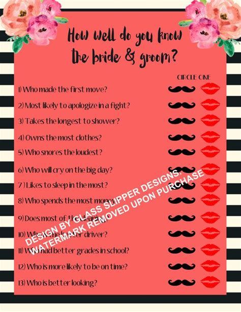 Who Knows The Couple Best Bridal Shower Game Nearlywed Etsy Bridal Shower Games Couples