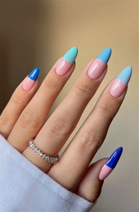 Sky Blue French Tip Nails 1 Fab Mood Wedding Colours Wedding