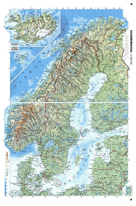 Large Detailed Physical Map Of Scandinavia Baltic And