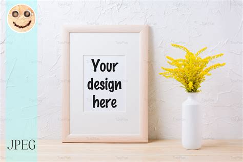 Wooden Frame Mockup With Yellow Grass Graphic By Tasipas · Creative Fabrica