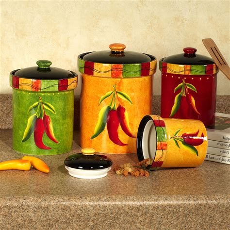 Chili Pepper Decor Of Chili Pepper Kitchen Decor Nice Colorful Jar
