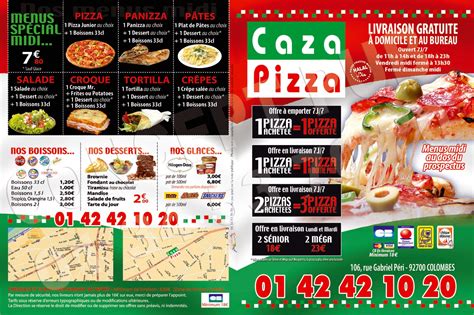 Caza Pizza Colombes Livraison à Domiciletél 01 42 42 10 20 Caza