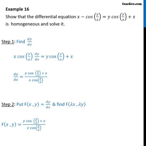 example 16 show x cos y x y cos y x x is homogeneous